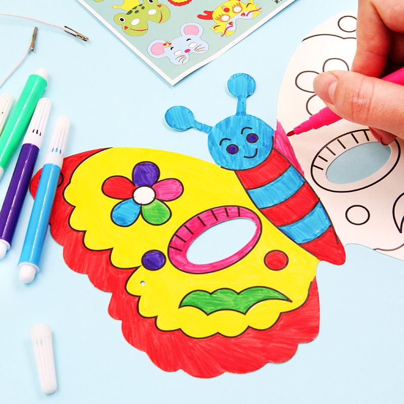 Animal Cartoon DIY Blank Masks for Kids' Coloring and Painting