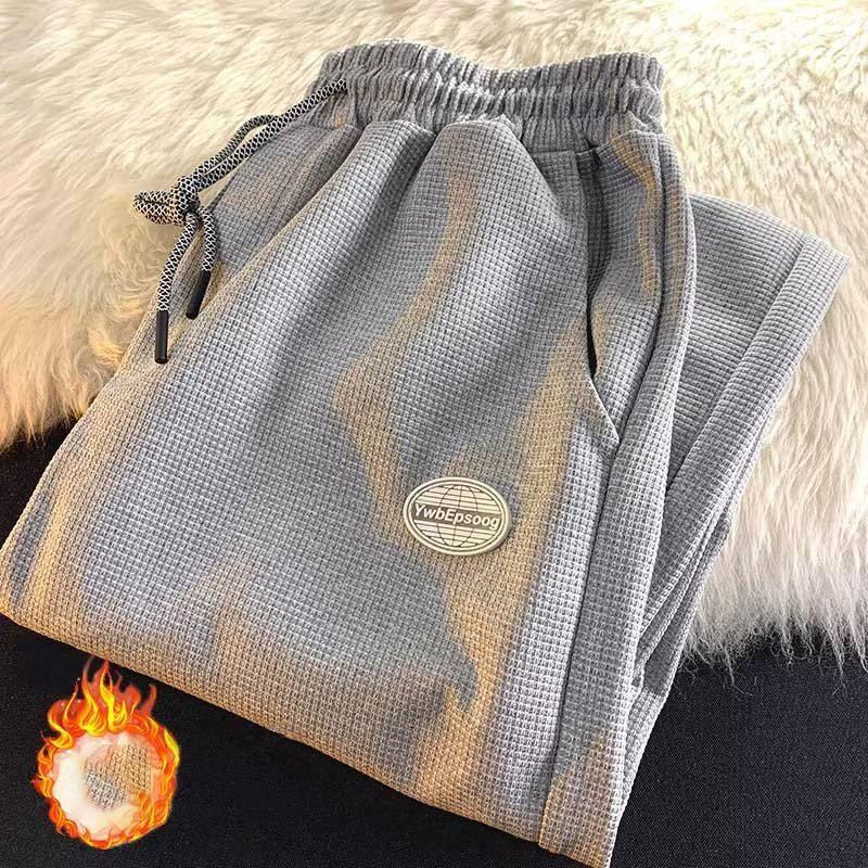 Adjustable Waistline Pants Men's Spring/fall Street Style Sport Trousers with Side Pockets Drawstring Elastic Waist Ankle-banded