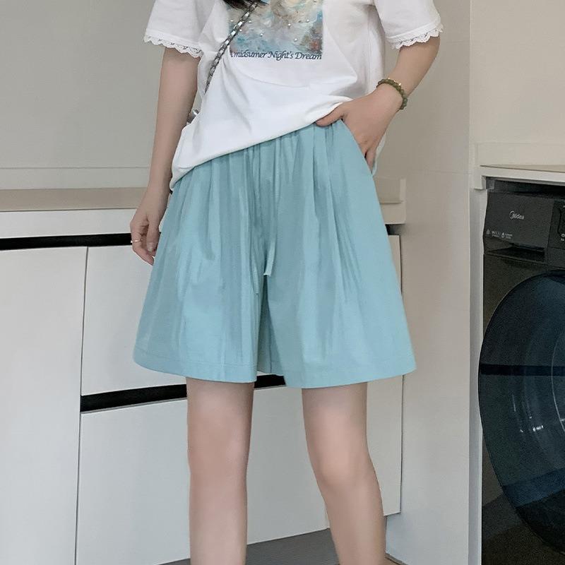 Ice Silk Shorts Women's Summer Loose Slim Casual Texture of Five Quarter Pants High Waist Draped Wide Leg Pants