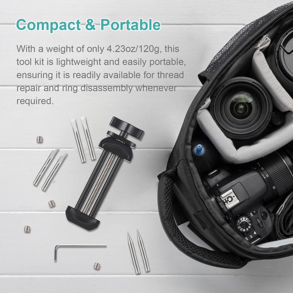 Repair Tool Camera Tool with Detachable Flat & Pointed Tips for Camera Lens All Metal Lens Repair Set with 6 Tips 8