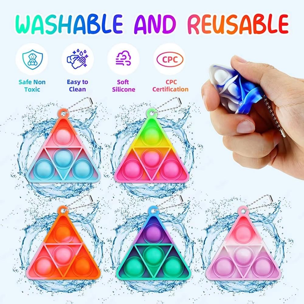 4/24Pcs Pops Keychain Fidgeting Toys Silicone Push Bubble Simple Dimple Bag Ornaments Popite Counter Stress Kids Birthday Gifts