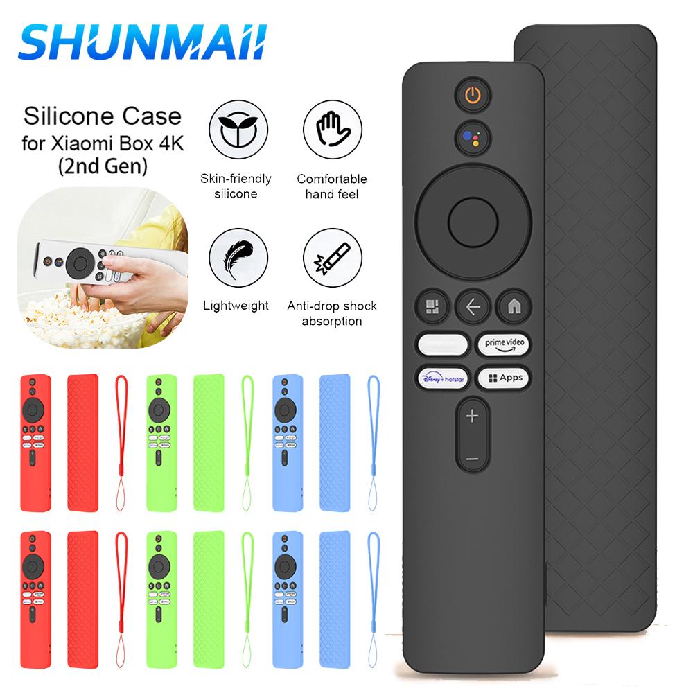 Drop-Proof Shell Silicone Remote Control Cover Protector with Lanyard Shockproof Accessories for Xiaomi 4K TV MiBoX 2nd Gen
