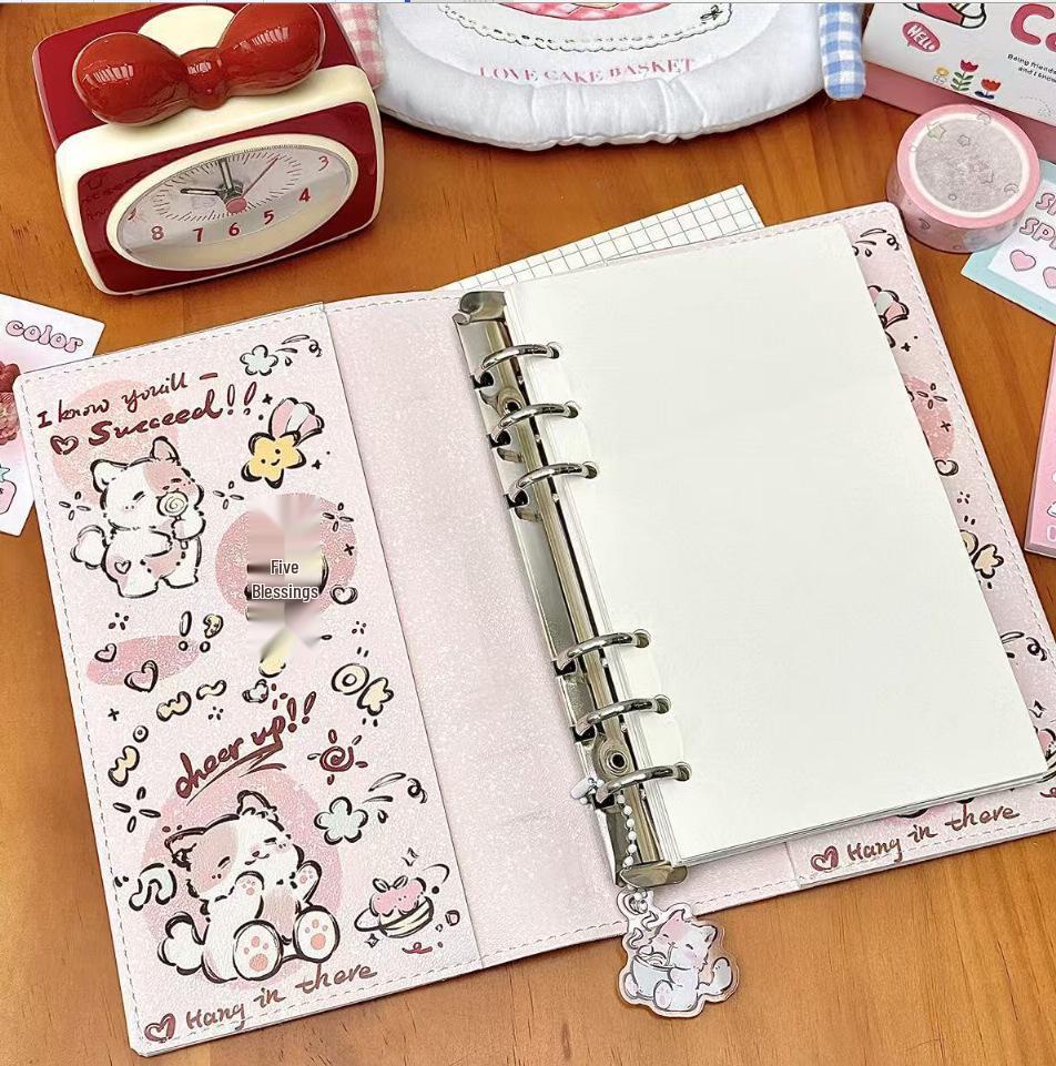 PU Leather Dog A5 Four-Grid Detachable Card & Photo Storage Album Binder
