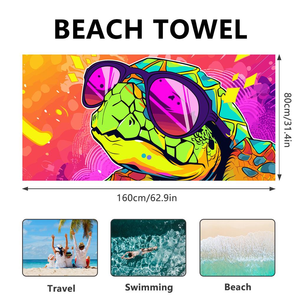 Turtle double-sided velvet beach towel absorbent bath towel printed towel