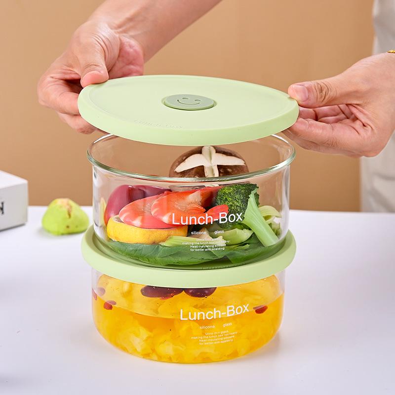 Microwave-Safe Glass Bento Box with Compartments for Office Lunches & Takeout