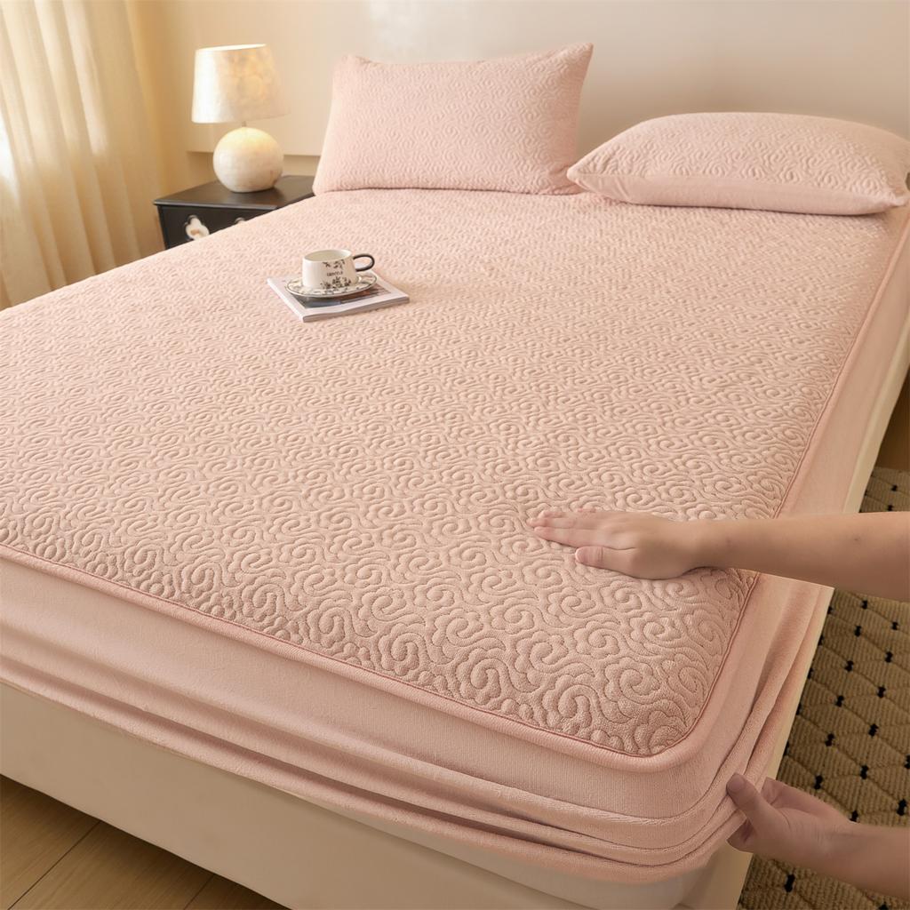 Class A Milk Velvet Quilted Bed Sheet Single Piece Thickened Anti-slip Bed Cover Mattress Protective Cover Bedding Set