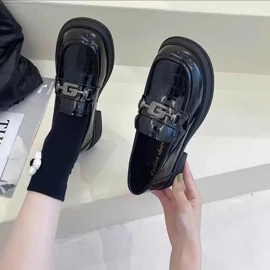 Fashion Block Heel Loafers Low Elegant Black Chunky Heels Ladies Pumps Round Toe Moccasins Women's Shoes Beau Today 2025 Trend 39 Shoe