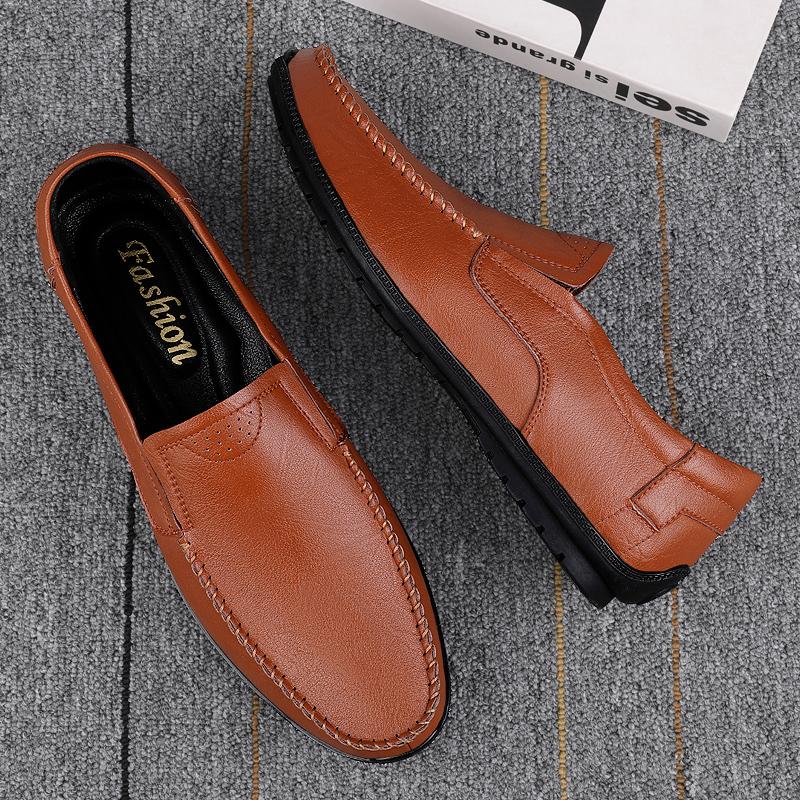 Fashion Business Leather Shoes Casual Luxury Brand Leather Shoes Breathable High-Quality Soft Sole British Style Loafers Driving Shoes