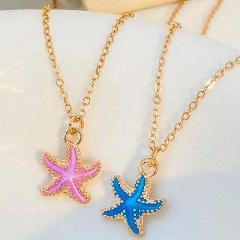 Fashion Exaggerated Large Starfish Pendant Necklace for Women Girls Boho Summer Beach White Rope Chain Choker Party Jewelry Gift