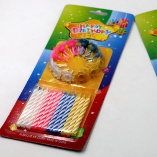 Spiral Birthday Candles 24 Pack Thread Small Candles with Base Flowers Colorful Birthday Candles Glowing