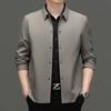 New Men's Casual Jacket Business Gentleman Lapel Hidden Button Men's Jacket Middle-aged Thin Jacket