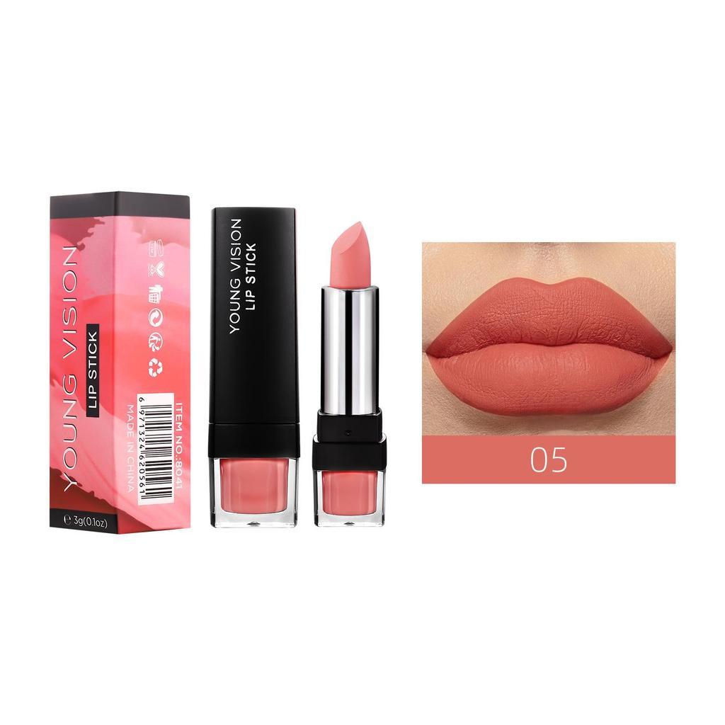 Matte matte 12-kleuren enkele lippenstift Fluweel Niet gemakkelijk te plakken Cup-lippenstift Gemakkelijk te gebruiken make-up lippenstift