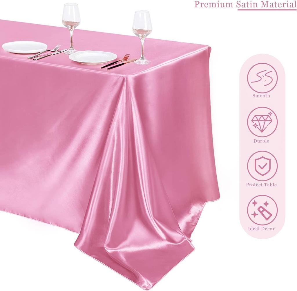 Solid Color Satin Tablecloth High-Density Locking Edge Wedding Restaurant Home Desktop Decorative Tablecloth