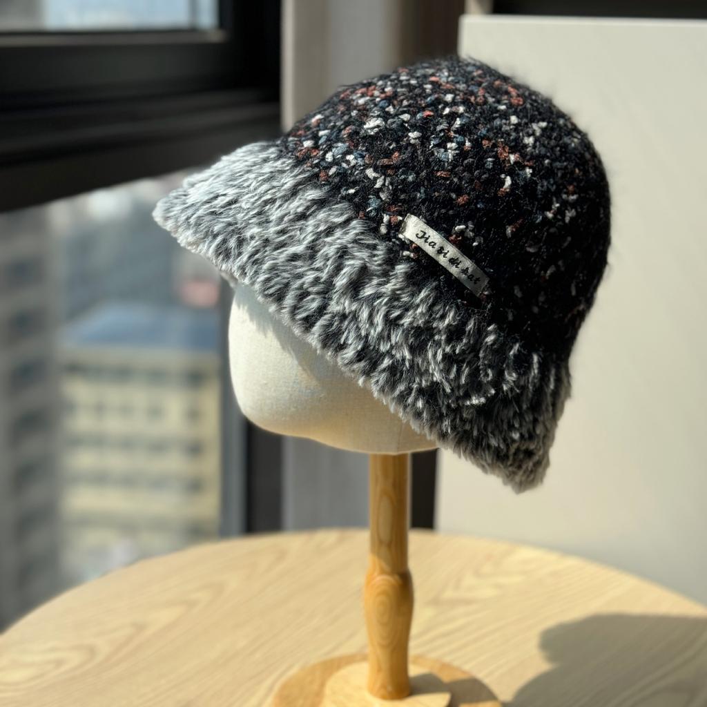 New Dopamine Color Matching Basin Hat for Women In Autumn and Winter Warm Ear Protection Fisherman Hat Plush Hat Wool Bucket Hat Woven Trendy