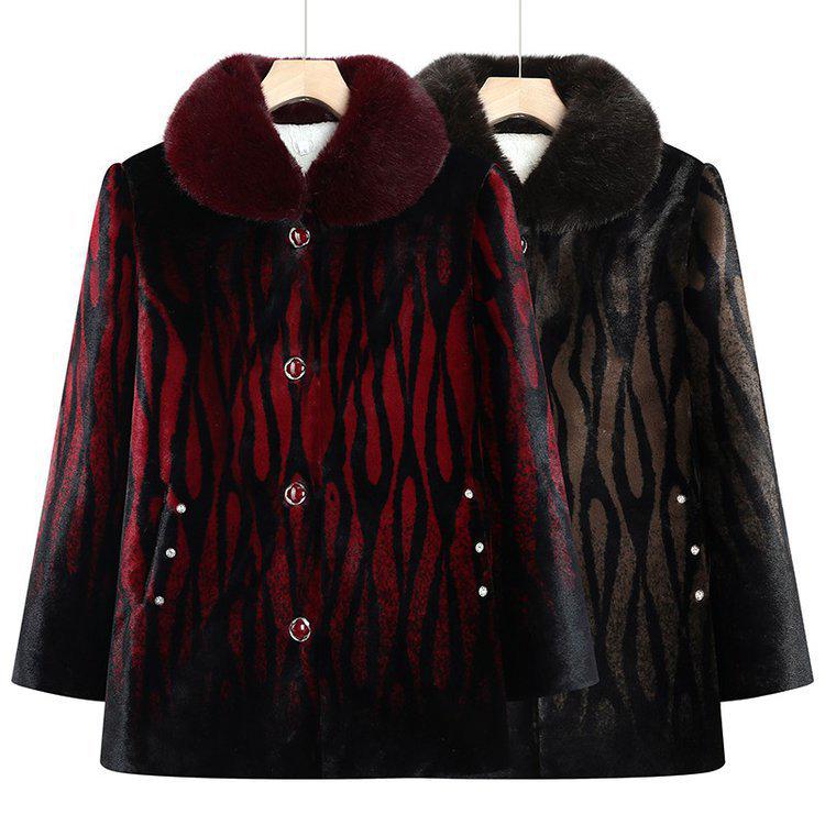 Women's One-Piece Grandma Style Mink Velvet Jacket – Versatile, Stylish, Autumn/Winter Top
