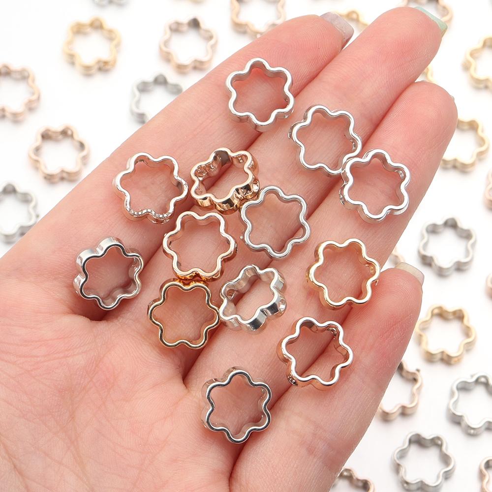 100pcs Flower Hollow CCB Beads Plastic Loose Spacer Beads For Jewelry Making DIY Handmade Bracelet Necklace Earrings Accessories