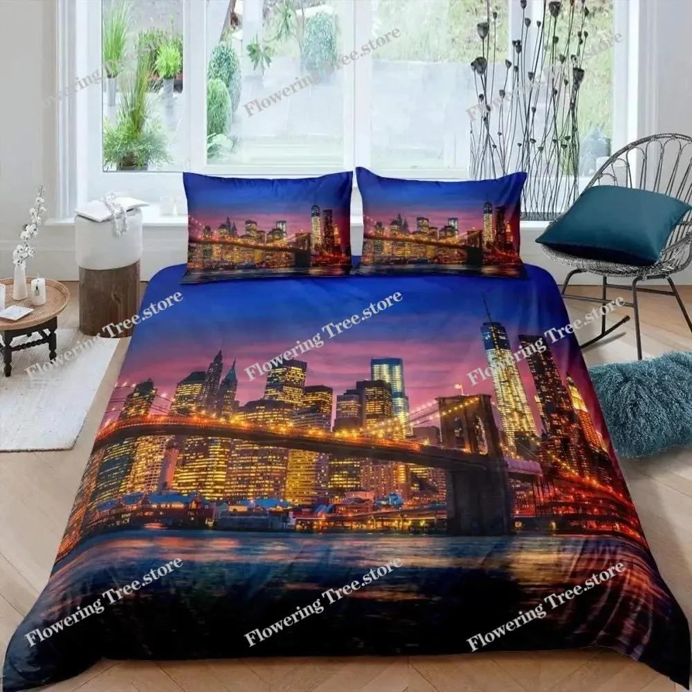 Brug Landschap Digitaal Print Dekbedovertrek Set Voor Kinderen Jongens Meisjes Polyester Beddengoed Set Dubbel Eenpersoons Maat Met Kussensloop
