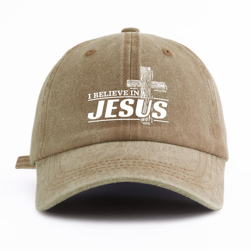 Pc JESUS Print Washed Baseball Cap for Adults  Minimalist Retro Style Casual Soft Adjustable Dad Hat Perfect As Gift