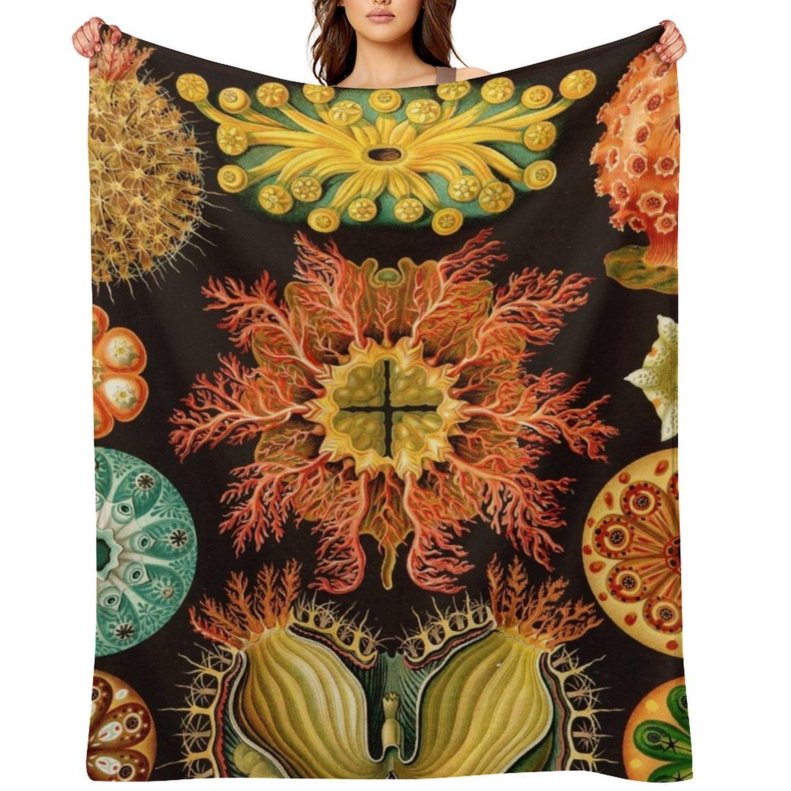 Ernst Haeckel - Ascidiae (Sea Squirts) - Vintage Botanical illustration Throw Blanket Hairys Flannel Fabric Large Blankets 30x40in