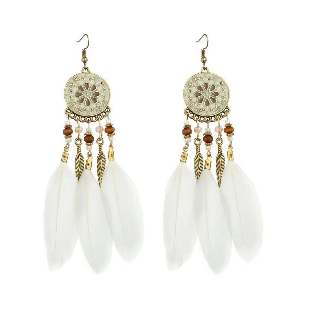 Zinc Zinc Zinc Alloy Bohemian Feather Dangle Earrings Bohemia Style Boho Drop Earrings Girl