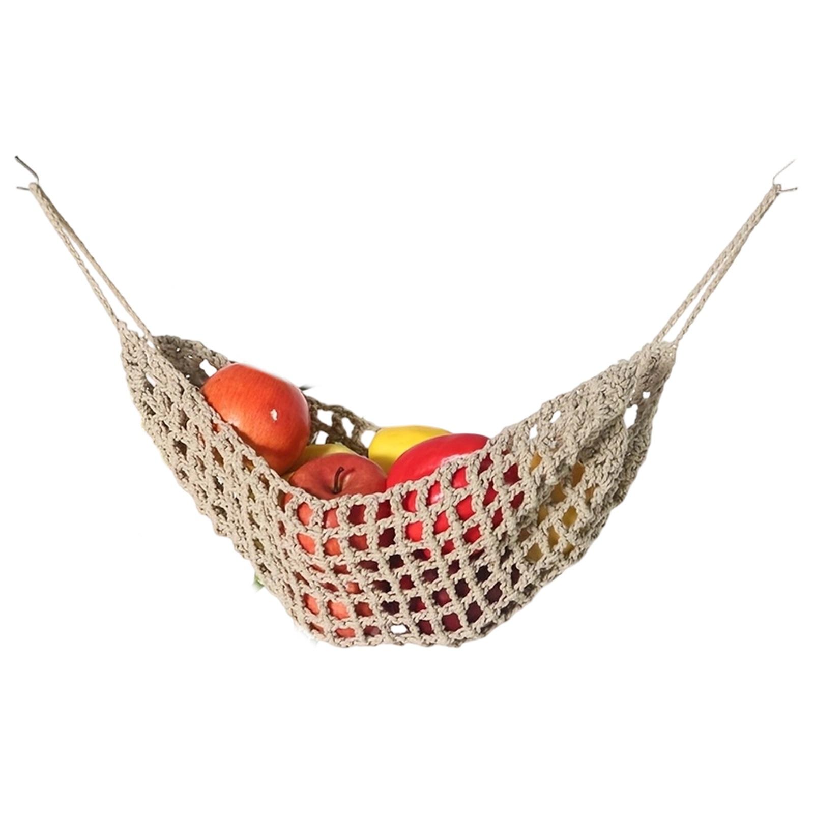 Bohemian Fruit Hanging Basket, Under-Table Storage Net Bag for Kitchen one size хаки