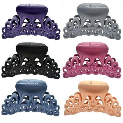 Women Plastic Scrub Black Hair Claw Clip Hollow Out Carving Crab Large HairClamp
