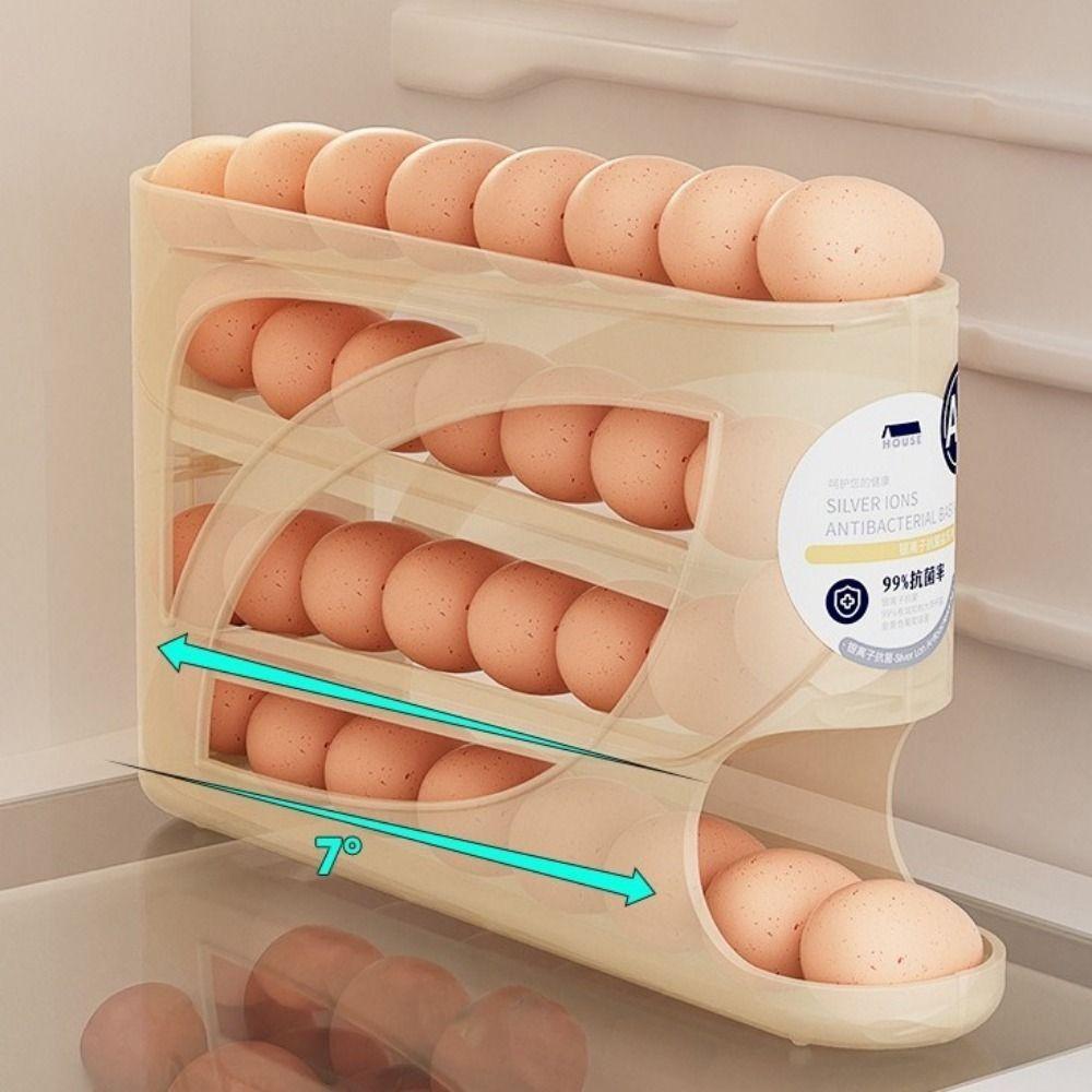 Frischhalte 4-stöckiger automatischer rollender Eierständer Kunststoff-Eierhalter Kühlschrank