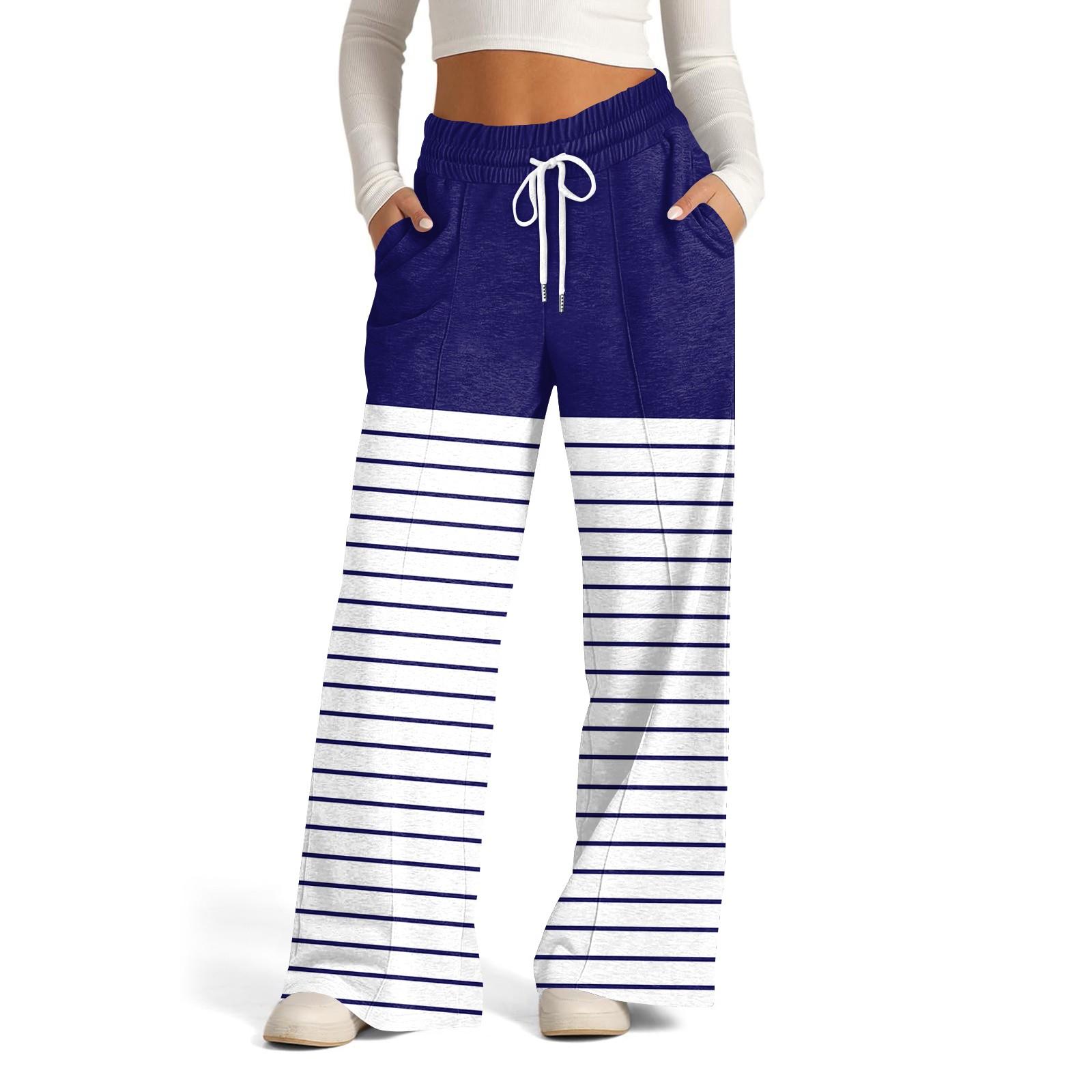 

Женские повседневные брюки широкого кроя с высокой талией в полоску спортивные брюки XL