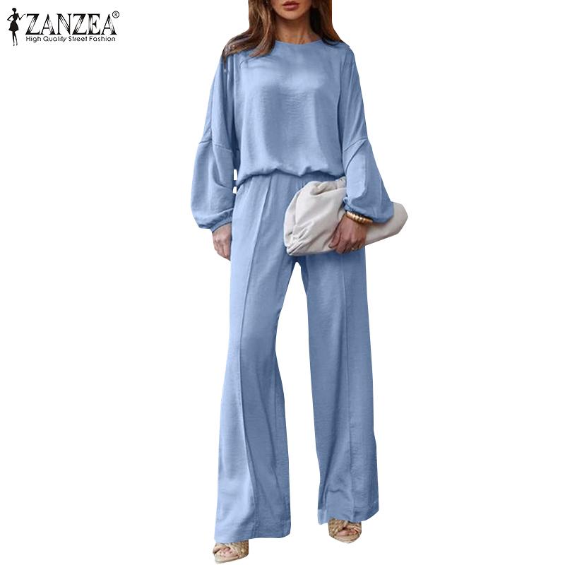 

ZANZEA Женская блузка и брюки повседневный комплект из двух предметов с брюками