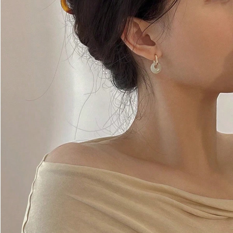 

Fashion Earrings Circle Peace Buckles Niche Design Lucky For Women A Simple Ear Buckles And Earrings Chinese-Style 1 Pair Of золотистий