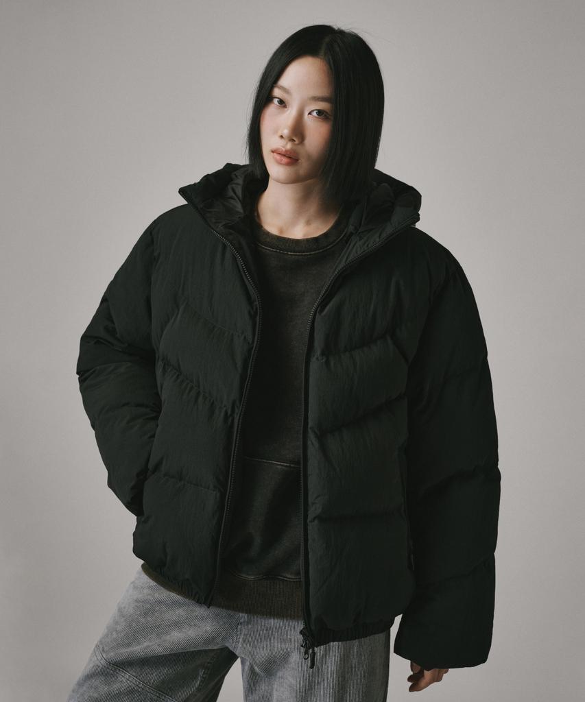 Verdnt Cut-Block Quilted Hooded Padded Jumper [Black]