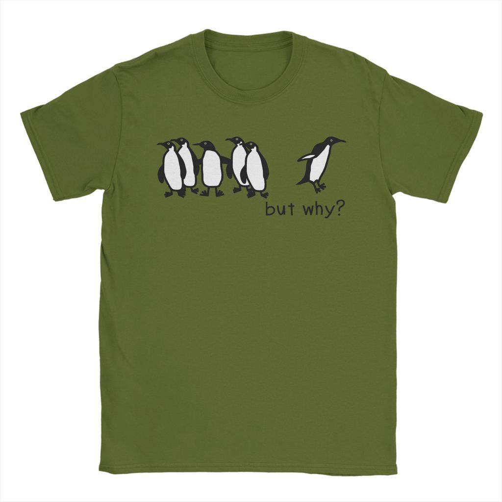 Nihilist Penguin But Why meme TShirt for Unisex Novelty Pure Cotton Tee Shirt Round Collar Short Sleeve T Shirts 6XL Tops