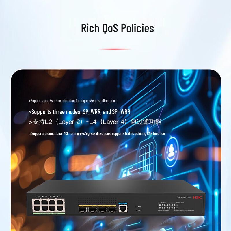 H3C RS5110-8FP4MS 8-Port Gigabit Managed PoE+ Switch