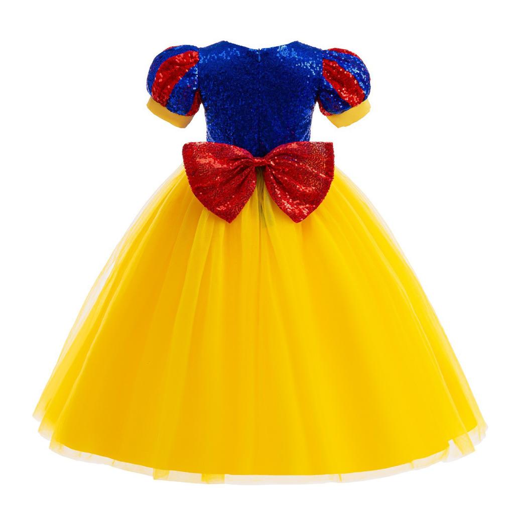 Snow White sequined mesh bubble sleeve princess dress high-end children's dress girls dress performance clothes BB01