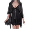 Wireless Rimless Pajamas Lace Nightdress Silk Underwear Suspender Nightgown Set
