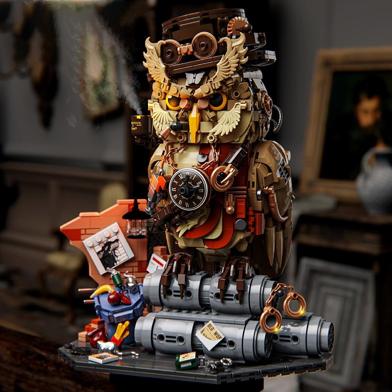 1200+ Teile Eulen-Detektiv Magisches Tier MOC Bausteine Set Pädagogisches DIY Spielzeug für Kinder Erwachsene Geschenke Kreative Steine Spielzeugmodell