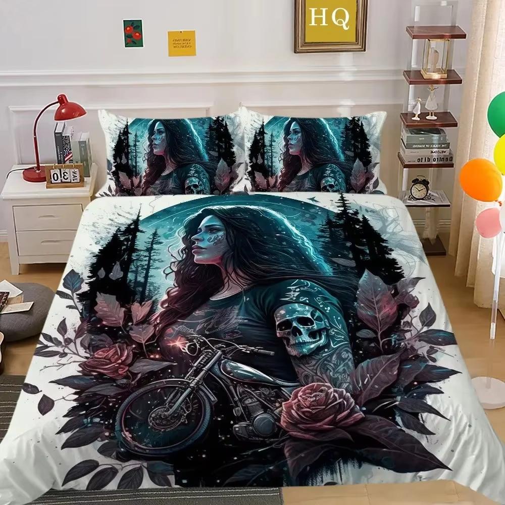 Gothic Skull Duvet Cover Set King Size Angels And Demons Bedding Set With Pillowcases 3 Pcs Perfect For Boys Teens Surprise Gift