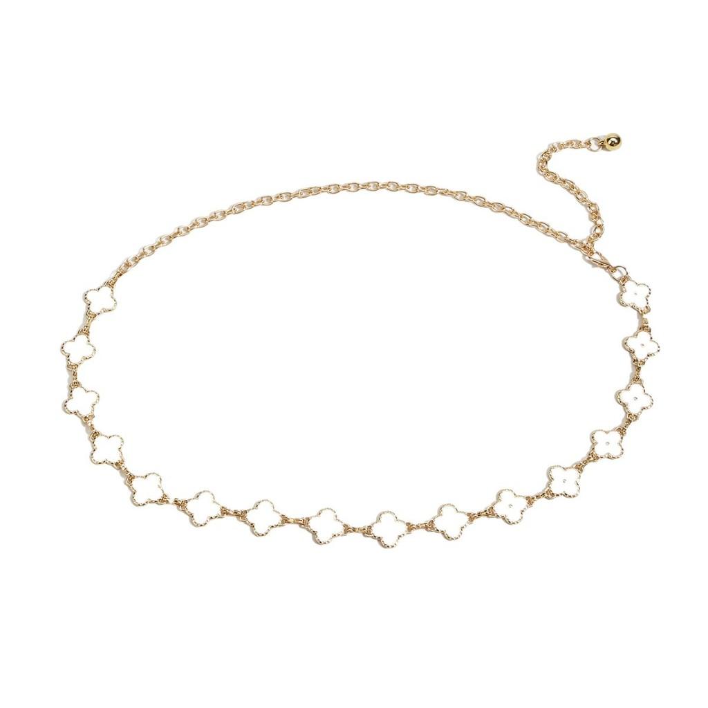 Fashion Waist Metal Chain With Four Leaf Clover Shape And Detailing For Daily