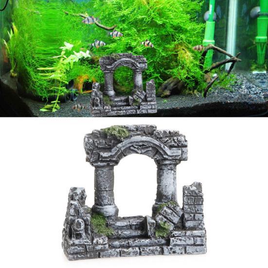Aquarium Kunstharz Handwerk Antike Relikt Säule Höhle Garnelen Versteck Fischaquarium Ornament