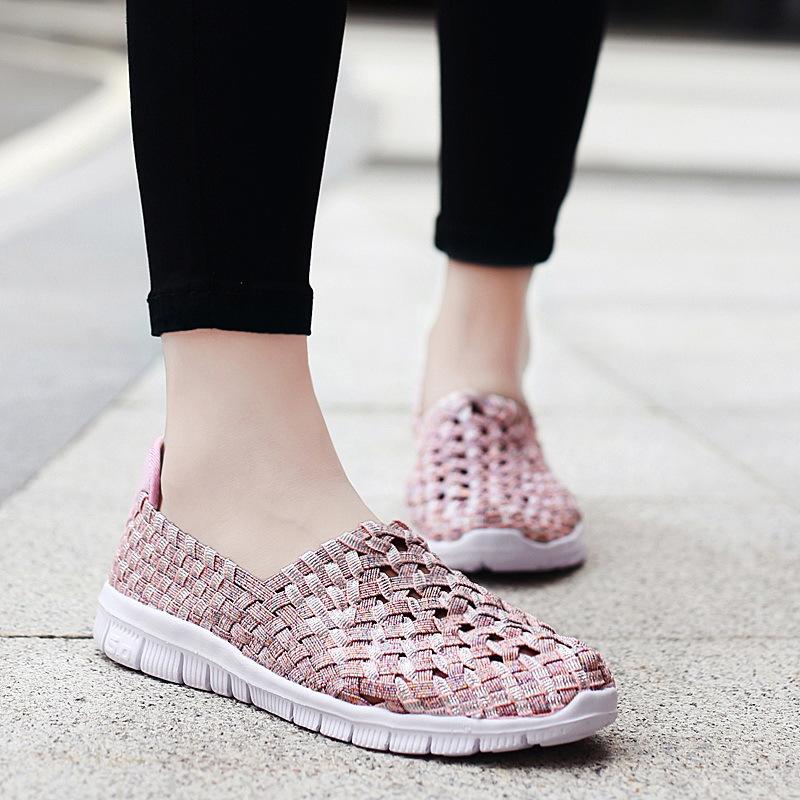 Summer mesh breathable hollow sandals lightweight flat-soled mother shoes couple casual one-pedal cloth shoes woven women's shoes