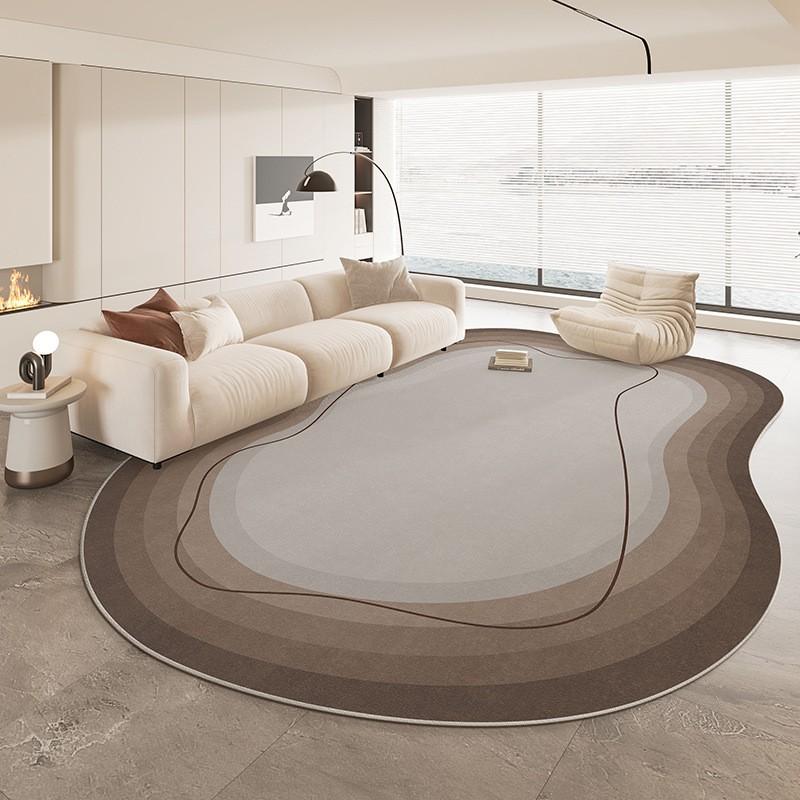 Modern Abstract Irregular Shape Area Rug Living Room Bedroom Non-Slip Washable Floor Mat Minimalist Cream Style