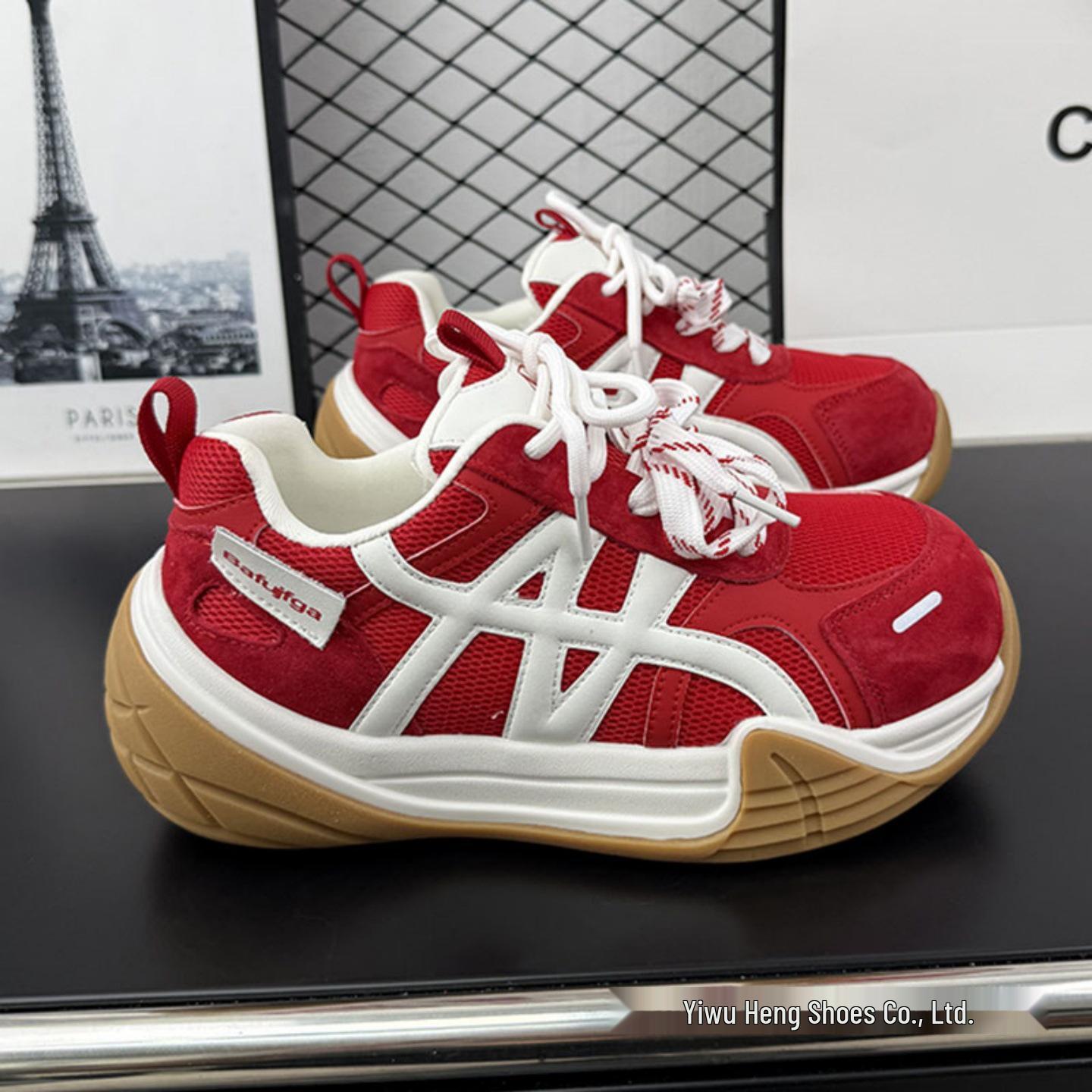 

2025 Весна/Осень Легкие Универсальные Красные Женские Кроссовки Forrest Gump на Толстой Подошве 36