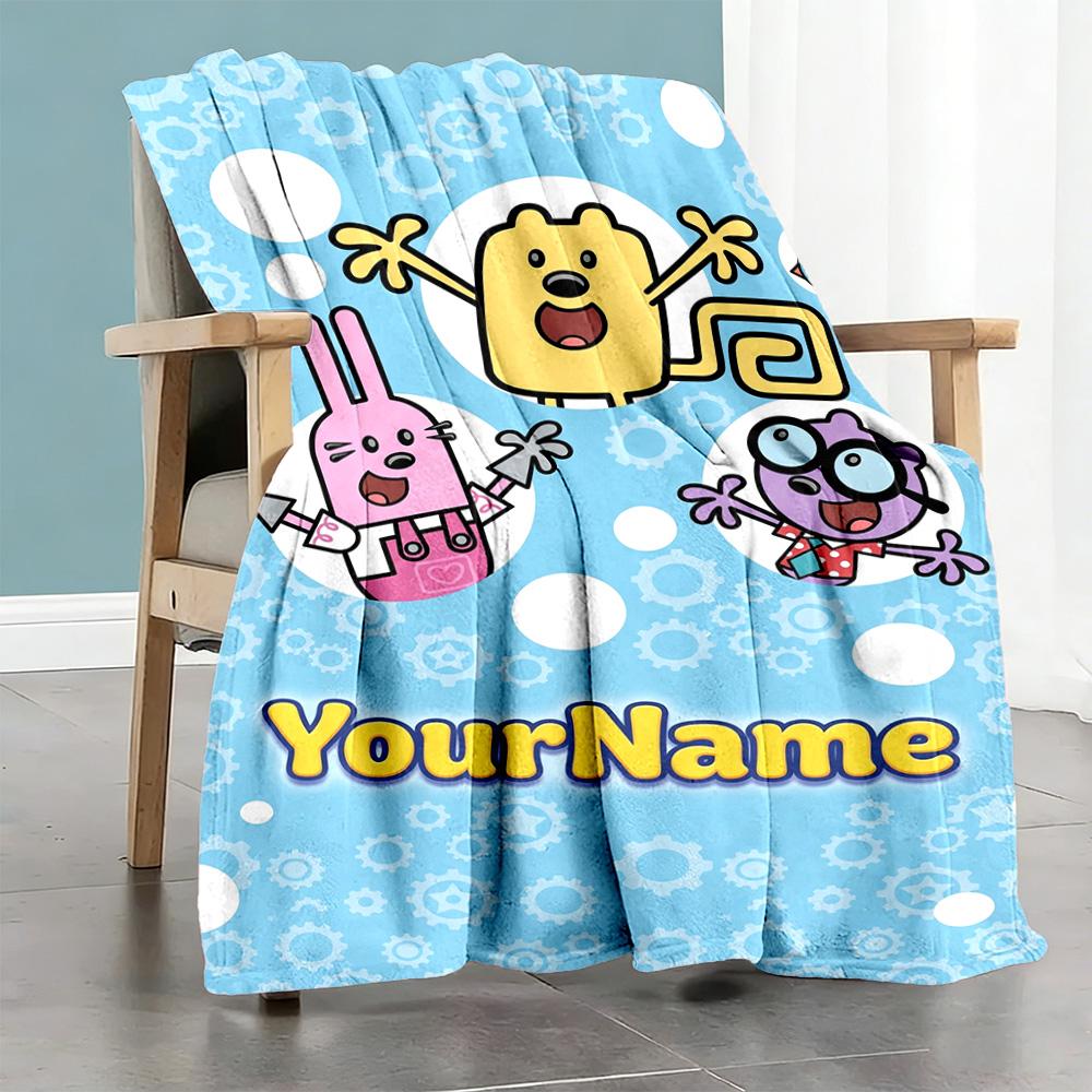 Wow! Wow! Wubbzy Customize Your Name Blanket Lightweight Personalized Blanket Comfortable for Bedding Living Room Picnics Livingroom