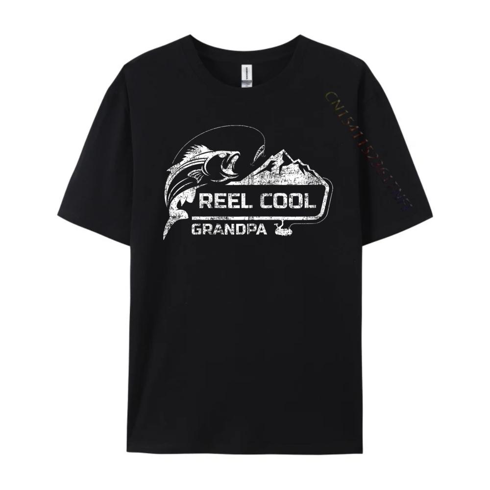 Fishing Retro Reel Cool Grandpa Fishing Teeshirt Graphic T Shirts Men Cotton Funny Camisas De Hombre