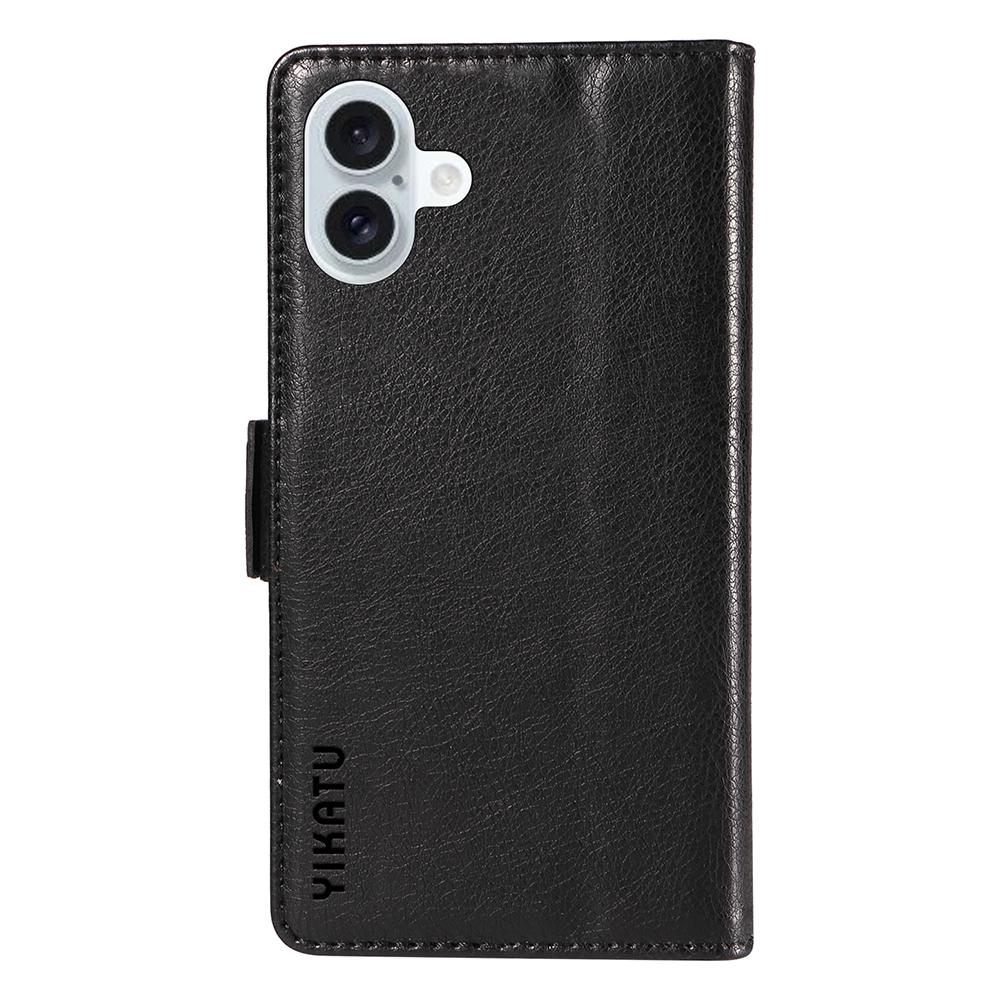 YIKATU YK-007 For iPhone 16 Plus Case Litchi Texture Wallet PU Leather Flip Phone Cover