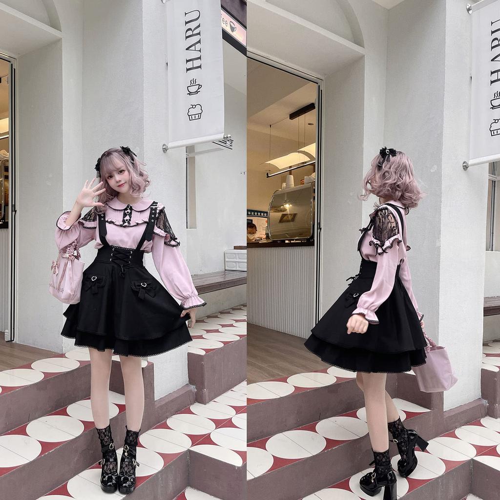 [Milky Time] Women's Casual Blouse and Skirt Set (L)