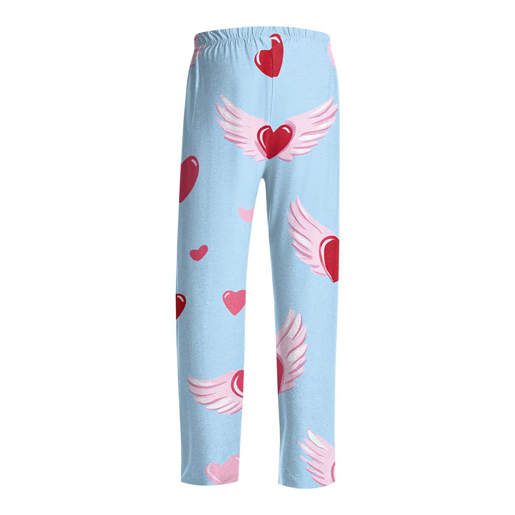 Men's Valentine's Day Printed Drawstring Long Pants Casual Pajamas
