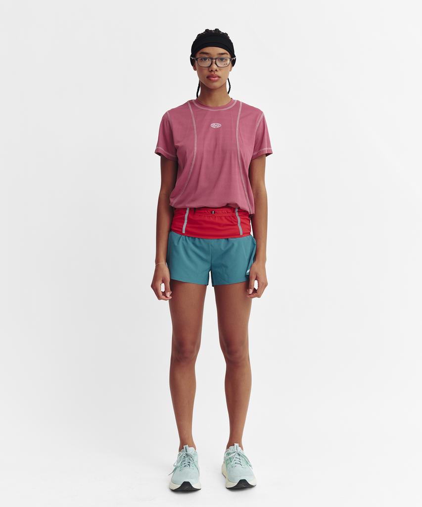 Minasu Sports Fit Contrast Stitch Short Sleeve T Shirt_Pink