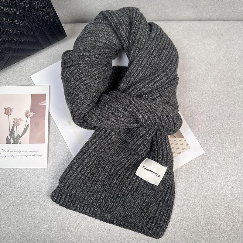 Cachecol de lã espessada vermelha de inverno para mulheres - versão coreana 2023