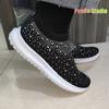 9 Colors Rimocy Shining Crystal Flats Women Spring Breathable Knit Platform Sneakers Woman Comfortable Soft Bottom Non -Slip Sports Shoes